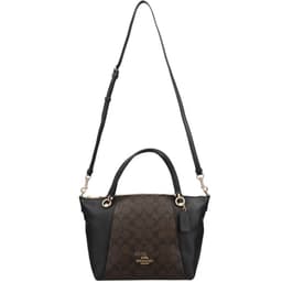 Coach Kacey Satchel In Blocked Signature Canvas - Dark Brown 5
