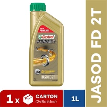 [Carton Packaging] Castrol Power1 2T FD (Fragrance) Dengan Pewangi 1L Engine Oil (24x1L)
