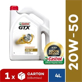 [Carton Packaging] Castrol GTX 20W-50 Engine Oil For Petrol & Diesel Cars (6X4L)