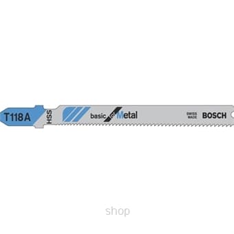 Bosch Jigsaw Blade T 118 A Basic for Metal (Straight cut very thin materials 1.5-3.0 mm) (5 pcs card) - 2608631013
