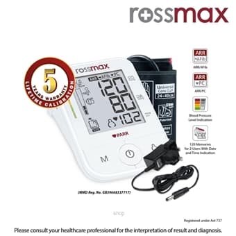 Rossmax PARR Automatic Blood Pressure Monitor X5 with Free Adaptor