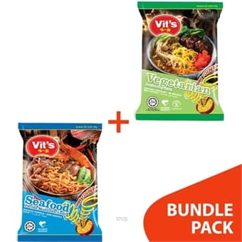 [Bundle] Vits Vegetarian Instant Noodles (5's+78gmx2) + Seafood Instant Noodles (5's+78gmx2)