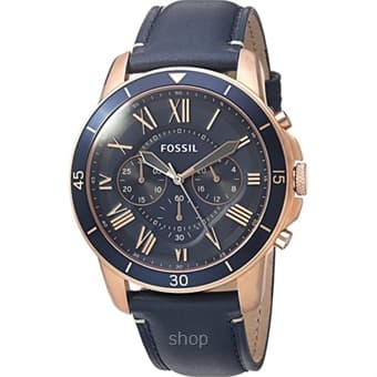 Fossil FS5237 Men Grant Sport Chronograph Blue Leather Watch