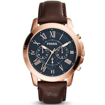 Fossil FS5068 Men Grant Chronograph Brown Leather Watch