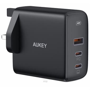 Aukey PA-B6S Omnia 90W 3-Port MacBook Pro Charger with GaN Fast Technology, PD Charger USB C Fast Charger USB C Laptop Charger