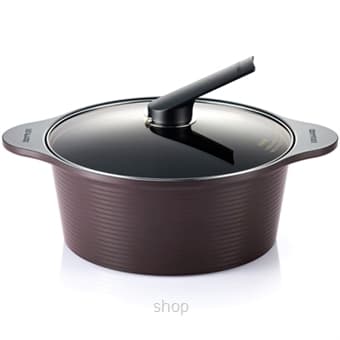 [Clearance] Happycall 28cm/6.3LT Alumite Ceramic Die Cast Stock Pot + Cover (Brown) - 3003-0022(ACC281-C)