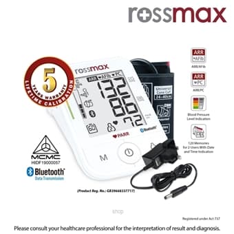 Rossmax "PARR" Automatic Blood Pressure Monitor with Bluetooth - X5-BT