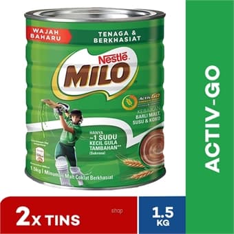 Nestle Milo Activ-Go Tin 1.5kg (2 Tins)