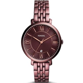 Fossil ES4100 Women Jacqueline Three-Hand Date Wine Stainless Steel Watch