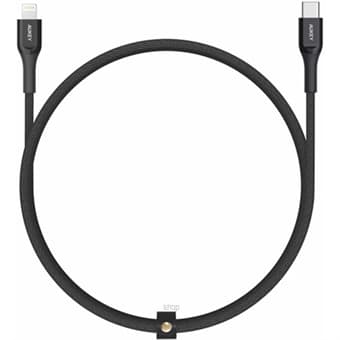 Aukey MFI 18W USB C To Lightning Kevlar Cable 1.2 Meter Black - CB-AKL3-BK