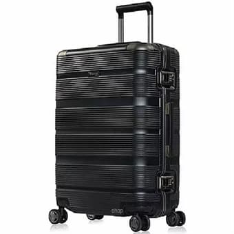 Eminent Gold Shutter PC Hard Case Double-Coil Zipper 20 Inch Luggage Black - EM-9U2