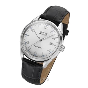 Epos Originale Gent Steel Silver Leather Watch - 3427
