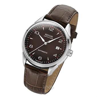 Epos Originale Gent Steel Brown Leather Watch - 3427