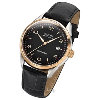 Epos Originale Steel Gent Silver Leather Watch - 3427SR